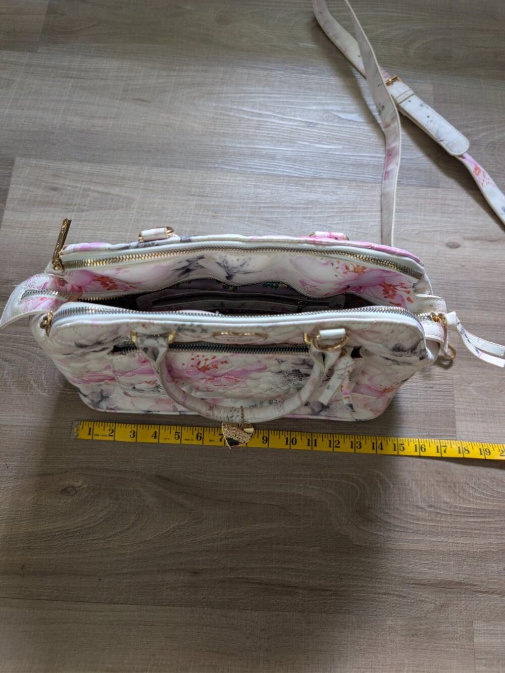Betsey Johnson Large Pink Quilted Floral Satchel Crossbody Bag - Picture 2 of 14